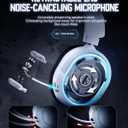 Wireless Gaming Headset, 7.1 Surround Sound, 2.4GHz USB Gaming Headphones with Bluetooth 5.4, 100H Battery, ENC Noise Canceling Mic, RGB Light, Wireless Headset for PC PS5 PS4 Mac Switch (Black-White)