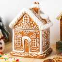 Chunful Gingerbread House Christmas Candy Jar with Lid 9.3 Inch Ceramic Christmas Cookie Jar Decorative Treats Storage Container for Holiday Kitchen Xmas Decoration Gift Counter