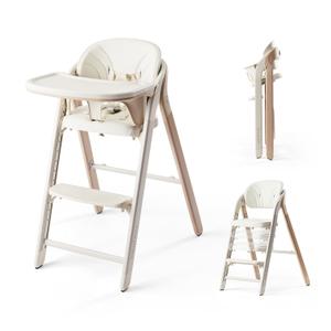 Tinyiota High Chair for Babies and Toddlers, Foldable & 8-Level Adjustable, Removable Tray, Ergonomic Baby Highchair Convertible Chair for Toddler to Adult (Coffee Color)