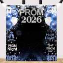 MEHOFOND Prom 2026 Backdrop Blue Graduation Photo Booth Background Banner, Congrats Grad Prom Night Photography Decor for Senior Prom Party 70.9x78.7in