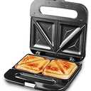 Elite Gourmet ESM2207SS# Stainless Steel Sandwich Panini Maker Grilled Cheese Machine Tuna Melt Omelets Non-stick Cooking Surface, 2 Slice, 750 Watts, Stainless Steel