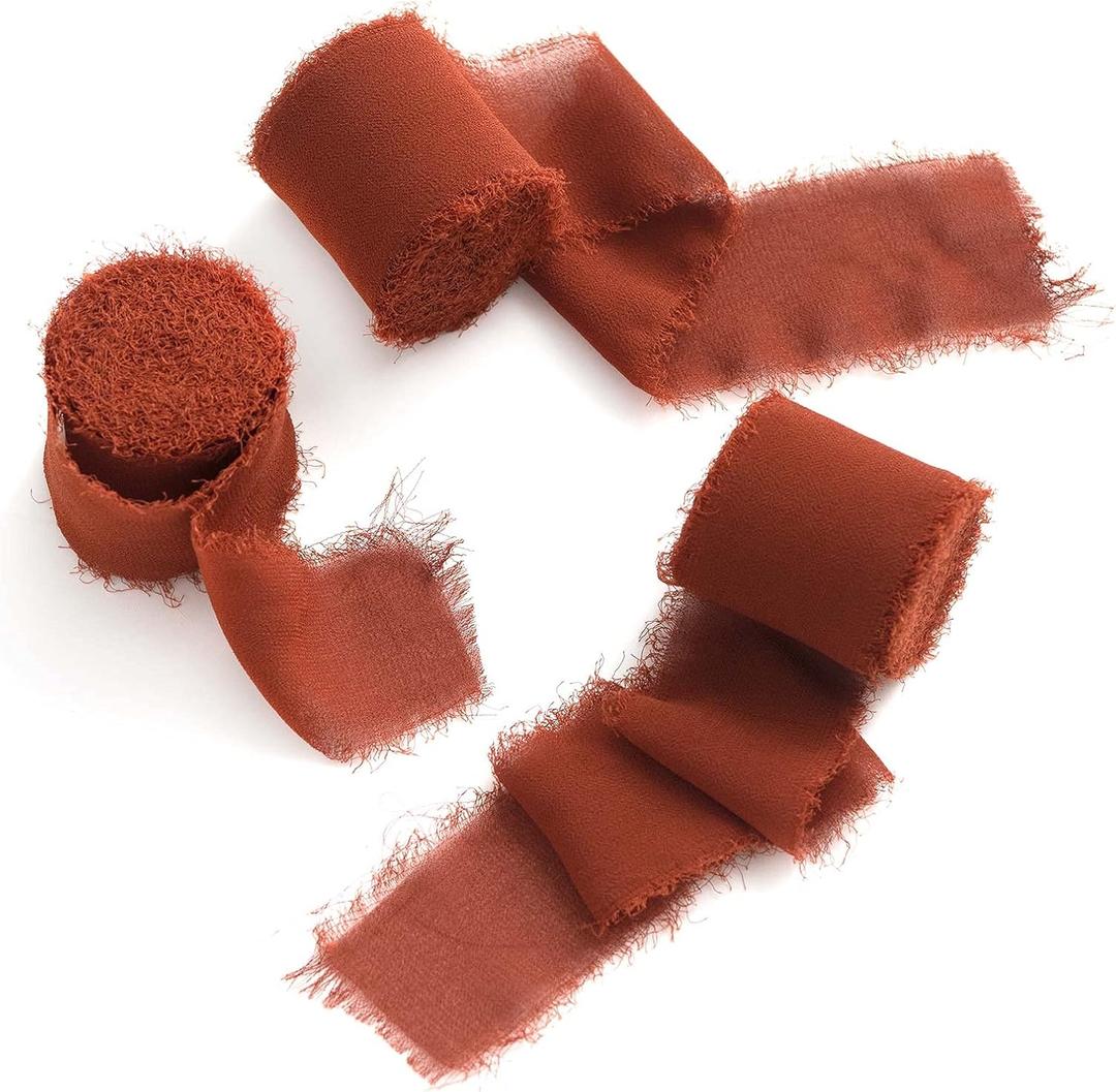 Ling's Moment Chiffon Silk Ribbon,6.7Yd Navy Blue Craft Fabric Ribbon Colors Rolls for Gift Wrapping Wedding Floral Bouquets Party Decoration,Handmade Frayed Ribbons for Baby Shower Holiday Decor