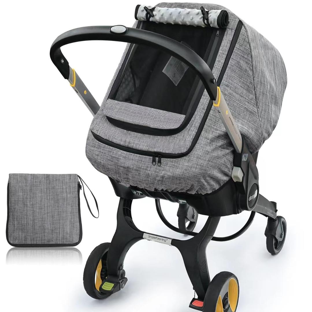 Waterproof Baby Car Seat CoverCold Weather Carseat Cover for Babies,Infant Car Seat Cover Canopy for Boy Girls,Windproof Car Seat Canopy for Boys & Girls, Keeps Babies Warm and Cozy(Gray Melange)