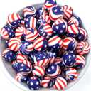 10pcs Star Stripes Flag Silicone Beads 15mm, American Flag Silicone Beads, 4th of July Flag Silicone Bead, Jewelry Beads, Beads for Keychains