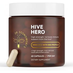Dr Sosnowski's Hive Hero  Propolis, Royal Jelly & Bee Pollen Supplement  Triple Hive Action for Daily Wellness  60 Vegetable Capsules