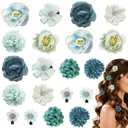 20 Pcs Flower Hair Clip for Women and GirlsHair Flowers Clip Flower Hairpin Brooch Pin Hair Accessories for Wedding (Blue)