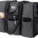 TOPDesign Utility Water Resistant Tote Bag with 13 Pockets, Top Zipper Closure & Thick Bottom Support, for Working Women