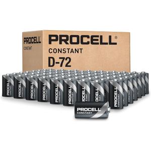 PROCELL Constant D Cell Long-Lasting Alkaline Batteries (72 Pack), 10-Year Shelf Life, Bulk Value Pack for Consistent Moderate Drain Professional Devices