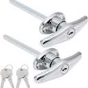 2 Pack Truck Cap Locking T-Handles Silver Camper Topper Lock, Keyed Alike Camper Shell Locks and Keys T-Handle Canopy Replacement Lock, T Handle Garage Lock Blind Mount Locking T-Handle