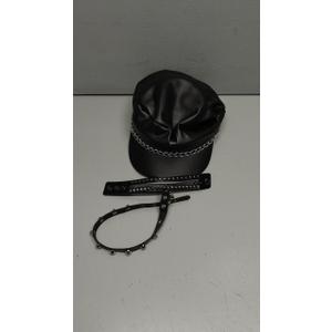 Beelittle Biker Costume Accessories Black Biker 80s Hat Punk Rock  Gothic Biker Rocker Accessories Set for Men Women (A)