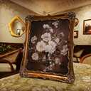 8x10 Vintage Picture Frame, Antique Bronze Gold Ornate Photo Frame for Wall Hanging or Tabletop Display, Decorative Floral Design Retro Home Decor, Photo Gallery Art