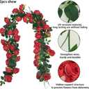 Artificial Rose Vine Red Flowers 2pcs