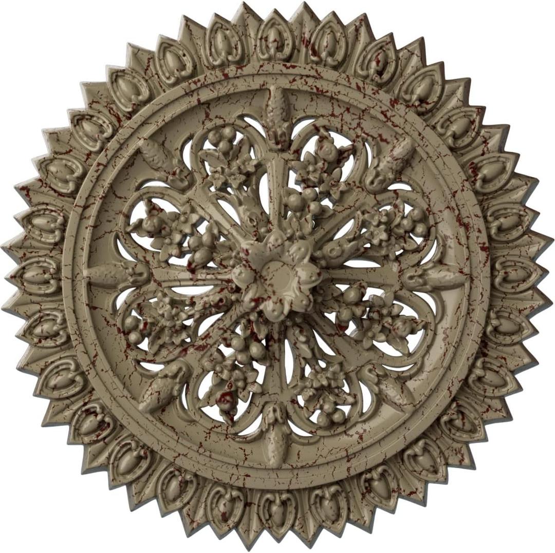 Ekena Millwork CM20SHPGS Shakuras Ceiling Medallion 19 3/4"OD x 1 3/8"P (For Canopies up to 5") Hand-Painted Gobi Desert Crackle