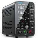 DC Power Supply Variable, 60V 5A Bench Power Supply with Encoder Coarse & Fine Adjustments Knob, Adjustable Switching Regulated lab Power Supply with 5V 3.6A USB & Type-C Quick-Charge