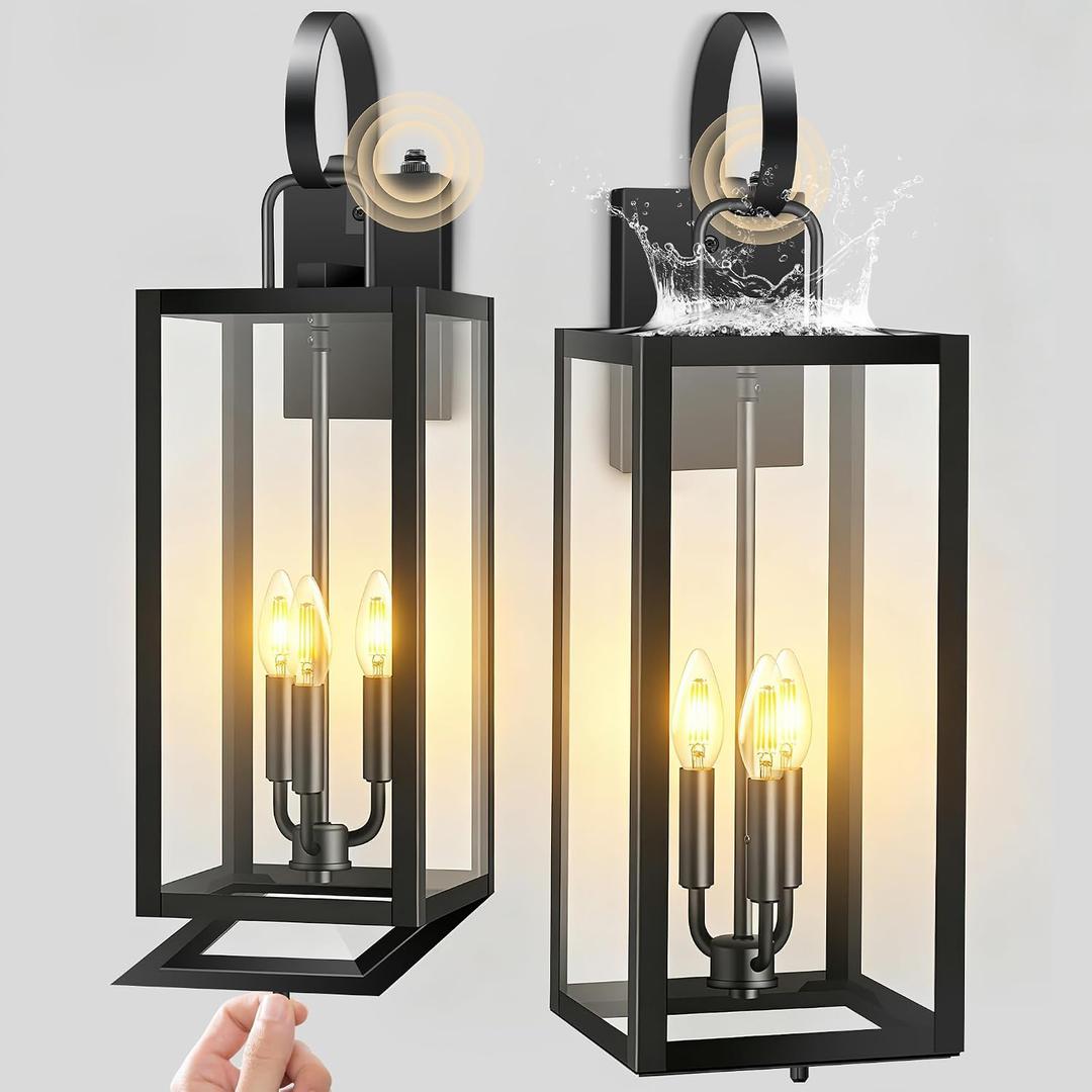 25'' Large Dusk to Dawn Outdoor Wall Light with Closed Bottom, 25in-dusk to dawn