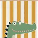 KRHFG Cute Crocodile Nursery Wall Art Poster Framed, Animal Lover Gifts, Trendy Yellow and White Striped Alligator Animal Hanging Canvas Prints Wall Decor for Kids Room Nursery, 12x16 Inch