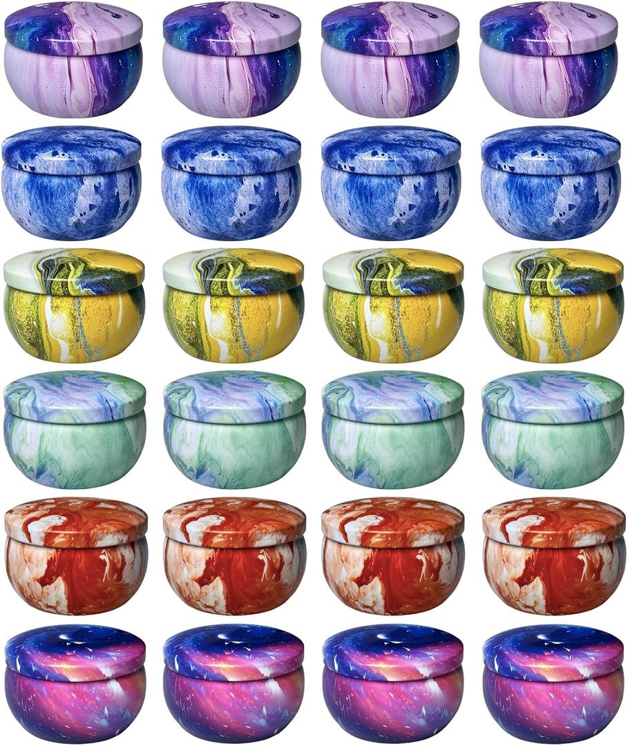 24 Pcs 2.5 oz Candle Tins for Candle Making with Lids(6 Colors)