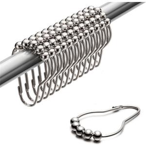 Uigos Shower Curtain Rings for Bathroom - Stainless Steel, Set of 12, Chrome