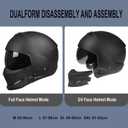 Full Face Motorcycle Helmet for Unisex-Adult Dirt Bike ATV Scooter Cruiser 3/4 Face Motocross Helmet Interchangeable Mouth Cover DOT Approved Medium