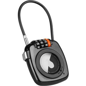 Compatible with Apple AirTag Secure Lock with Wire Cable, 3-Digit Combination Luggage Locks, Alloy Body Ultra Durable Anti-Lost Protective Case for Luggage, Bags, Suitcase, and Backpacks (BLACK)