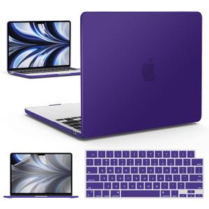 IBENZER MacBook Air 13 inch Case 2026 2025 2024 2023 2022 M4 A3240 M3 A3113 M2 A2681,Hardshell Case w/KeyboardCover ScreenFilm for MacBook air 13.6 inch case, Dark Purple, KK-UAPU+2A