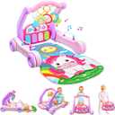 Move2Play, Kick & Play Piano Baby Mat | Grow with Me 4-in-1 | Tummy Time Play Mat, Sit-to-Stand, Musical Activity Gym & Infant Push Walker | Kicking Toy for Babies 0-6 & 6-12 Months