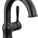 Delta Roe Matte Black Bathroom Faucet 1 Hole, Single Hole Bathroom Sink Faucet for Vanity, Push-Pop Drain Assembly, Matte Black 15985LF-BL