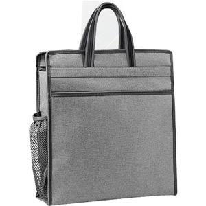 enyuwlcm Oxford Zippered Document Bag with Handle File Tote Bag Pouch for Carrying Paper Files Books Filing Folder 1 Pack (Gray)
