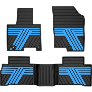 Car Rubber Floor Mats for Hyundai Tucson 2022 2023 2024 2025 2026 (Not for Hybrid) - Custom Fit All Weather Anti-Slip Automotive Floor Liners Car Mats Tucson Gas Accessories, Black with Blue