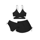Girls 2 Piece Swimsuits with Skirts Criss Cross Swim Bathing Suits Teen Girls' Swimwear Adjustable Strap Bikini Set Black