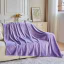 NEWCOSPLAY Super Soft Throw Blanket Lavender Premium Silky Flannel Fleece Leaves Pattern Lightweight Bed Blanket All Season Use Lavender, Throw(50"x60")