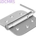 3.5" Self-Closing Stainless Steel Hinges,3-1/2 inch x 3 1/2 Inch Heavy Duty Spring Loaded Automatic Adjustable to Close Door Hinges Hardware with 5/8" Round Corner (Silver-2 Pack)