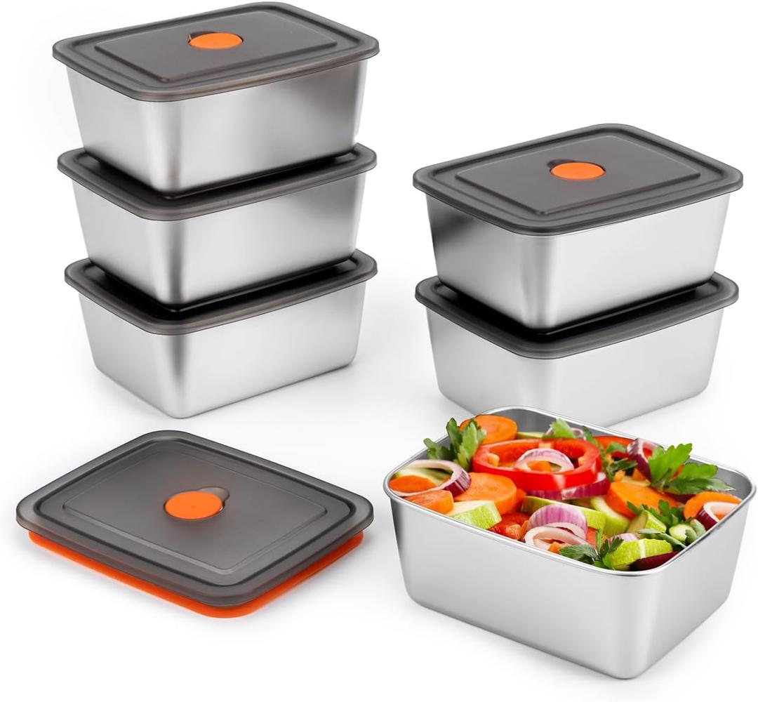 6 PCS(20oz) Stainless Steel Food Storage Containers With Lids | Snack Containers for Kids, Freezer Safe, Microwave Safe | 316 Metal Containers For Meal Prep, Leftovers, Freezer 6 PCS(20oz) Stainless Steel Food Storage Containers With Lids | Snack Containers for Kids, Freezer Safe, Microwave Safe | 316 Metal Containers For Meal Prep, Leftovers, Freezer
