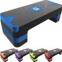 Aerobic Exercise Step, Adjustable Aerobic Stepper for Exercise, Workout Step Platform for Step Up, 26.5" Step Deck with 4 6 8 Adjustable Height Risers, Women Home Gym Cardio Fitness (Blue)