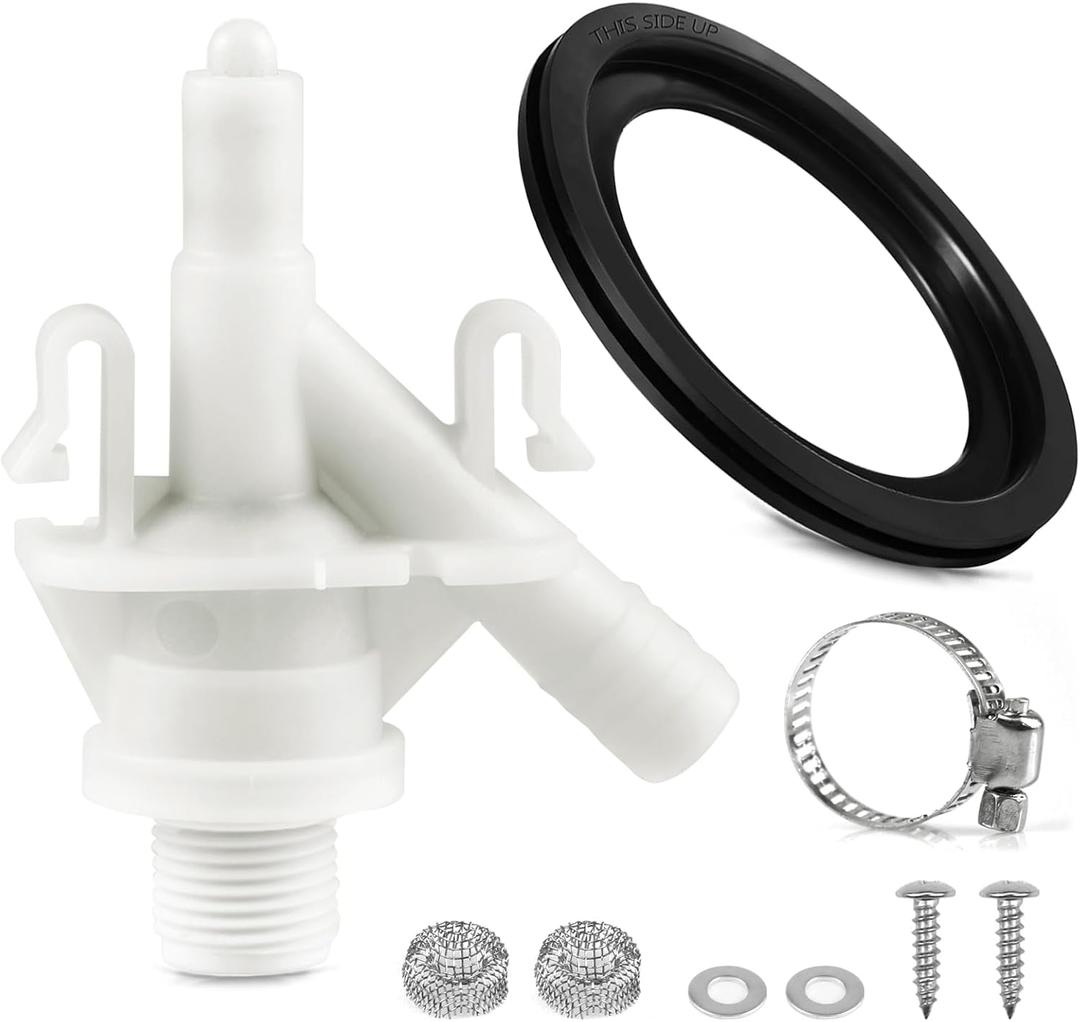 Rakiyada Upgraded RV Toilet Valve Replacement Kit Compatible with Dometic 300, 310, 320, 400, 410, 420, 385311641 Dometic RV Toilet Parts with 385311658 Toilet Seal for Pedal-Flush Toilets
