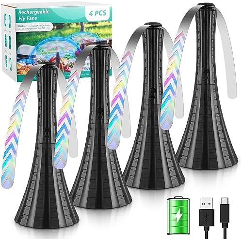 Fly Fans for Tables Rechargeable, Flies Fan to Keep Flies Away by Soft Blades, Food Fans for Camping, Picnic, Fishing, 3 PCS, Black，Party Essentials Picnic Accessories for Outside