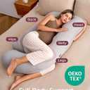Momcozy Pregnancy Pillows for Sleeping, U Shaped Full Body Pillow for Pregnancy Women with Removable Jersey Cotton Cover, 57 Inch Maternity Pillow, Grey