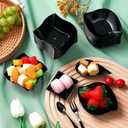 Tessco for you 200 Pcs Mini Appetizer Plates with Spoons Forks Disposable Mini Dessert Plates Plastic Appetizer Bowls Tiny Individual Serving Trays for Party (Classic Style,Black)