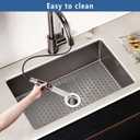 AWOKE Large Silicone Sink Protectors for Kitchen Sink, 30" x 16" Center Drain Hole, Sink Mat for Bottom of Farmhouse Kitchen Stainless Steel Sinks, Raised Feet/Heat Resistant/Non-slip (Gray)