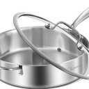 LOLYKITCH Whole Body Tri-Ply Stainless Steel 5.5 QT Saut Pan with Lid,12 Inch Deep Frying Pan,Jumbo Cooker,Dishwasher and Oven Safe,Detachable Handle. (Silver)