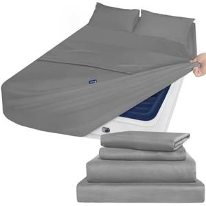 Deep Pocket Twin XL Sheet Sets - Extra Long Twin Sheets - Dorm Room Essentials - 4 Piece Bed Sheets Fade Resistant Fits 16in to 24in Pillow Top Air Mattress - Grey