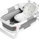 napei Collapsible Baby Bathtub,Baby Bath Tub with Soft Cushion & Thermometer,Baby Bathtub Newborn to Toddler 0-36 Months,Portable Travel Baby Tub
