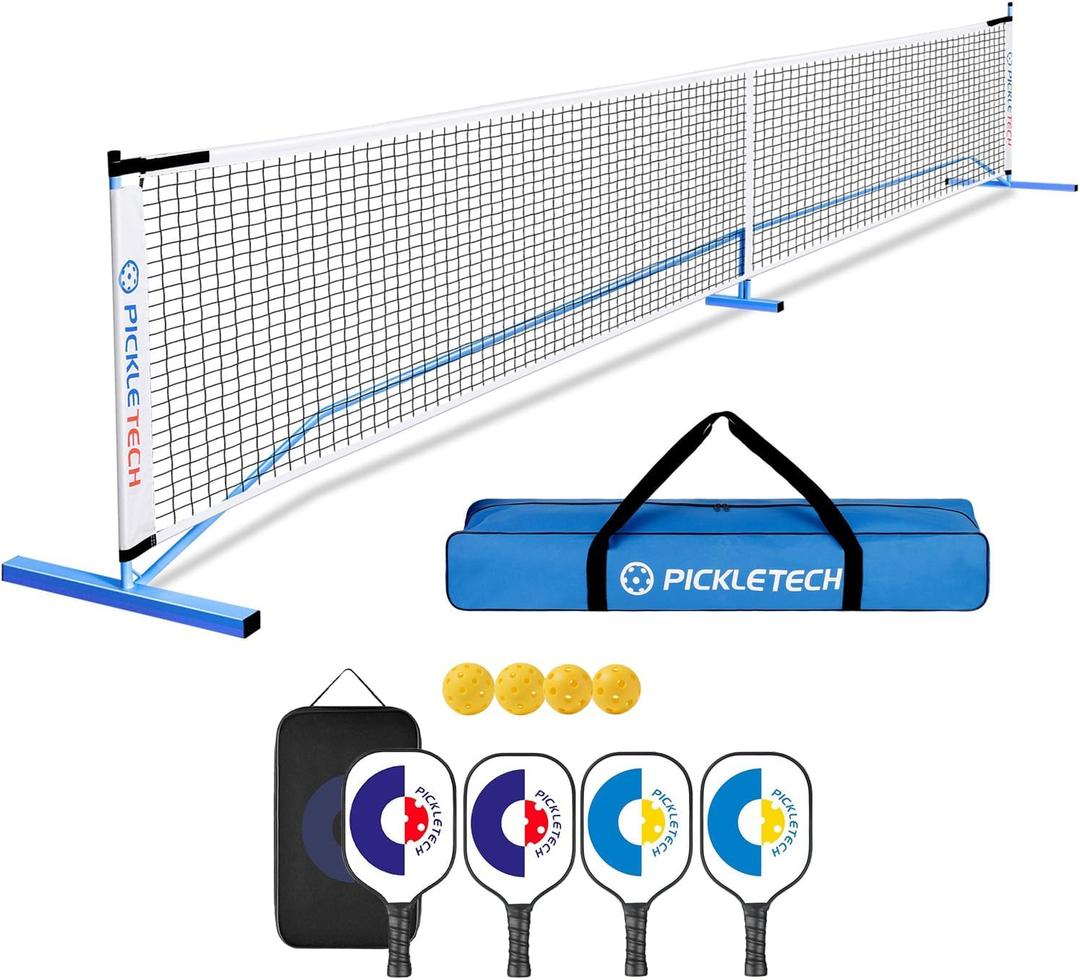 Portable Pickleball Net - 22 FT USAPA Regulation Size, Applies to Indoor & Outdoor & Driveway, Pickle Ball Net System with Carrying Bag (Blue)