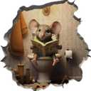Mouse Reading Book Walls Decal Peel and Stick for Kids Room, Classroom Wall Decor - 3D Effect Wall Mural, Ideal Wall Stickers & Murals, Decorative Decal for Educational Spaces Design 23