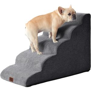 EHEYCIGA Curved Dog Stairs Ramp for High Beds 22.6" H, 5-Step Dog Steps for Small Dogs and Cats, Pet Stairs for High Bed Climbing, Non-Slip Balanced Pet Step Indoor, Grey
