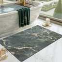Color&Geometry Ultra Thin Bathroom Rugs Non Slip, Absorbent Quick Dry Bath Mats for Bathroom, Thin Bath Rugs Washable with Rubber Backing Fit Under Door Outside Shower, Emerald Green Marble, 24"x36"