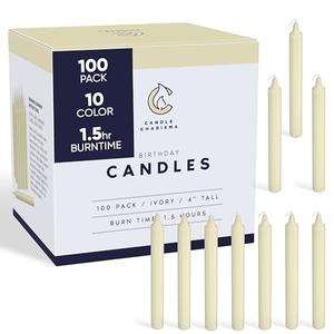 Candle Charisma 100 Ivory Spell Candles - 4" Unscented Paraffin Chime Candles, Smokeless & Dripless, Colored Candles, 1.5 Hours Burn Time 0.4" Thick Taper Candles for Rituals, Witchcraft and Parties