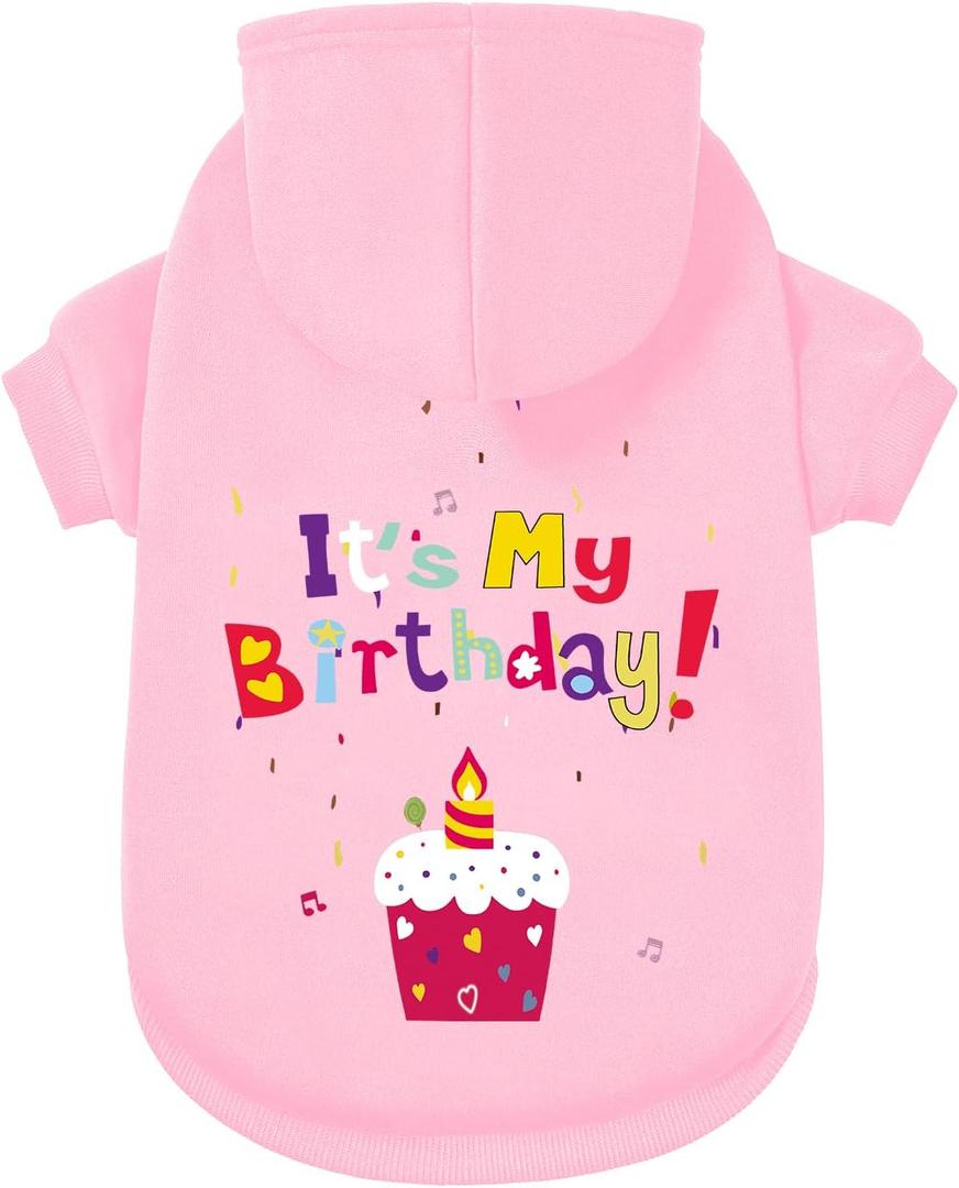 Dog Sweater Dog Hoodie Cold Weather Coat Hooded Sweatshirt for Puppies,Cats, Small Medium Large Dogs (Pink(It's My Birthday), XX-Large)