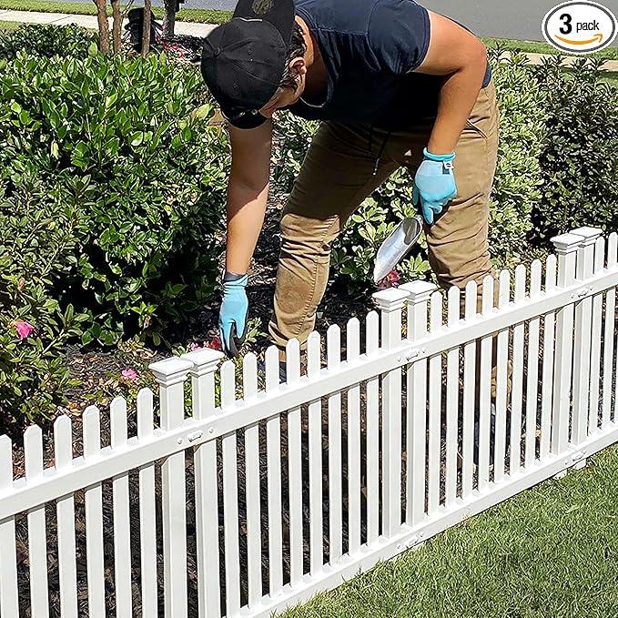2ft H x 2ft W (3 Panels) No Dig Zippity Roger Rabbit Garden Fence Kit, White Vinyl Picket Fence Panels, Perfect Garden Fences and Borders for Dogs, Dog Fence Outdoor for Yard, ZP19056