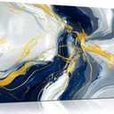 Kepgonegu Large Abstract Wall Art Modern Blue Golden Grey Abstract Picture Large Canvas Prints for Living Room Bedroom Size 30x60